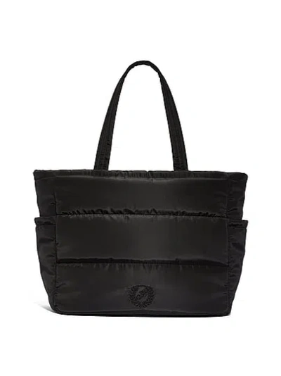 Pink Quilted Puffer Tote Bag In Black