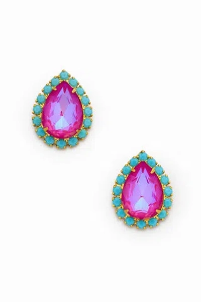 Pink Reef Pear Stud Earrings In Pink