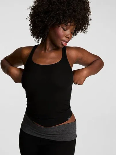 Pink Relaxed Rib Boyfriend Tank Top In Black