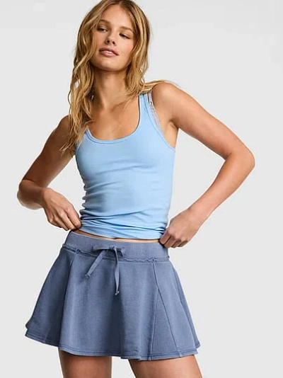 Pink Relaxed Rib Boyfriend Tank Top In Blue