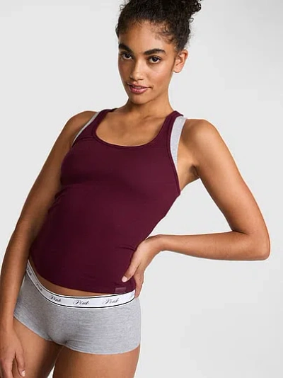 Pink Relaxed Rib Boyfriend Tank Top In Purple