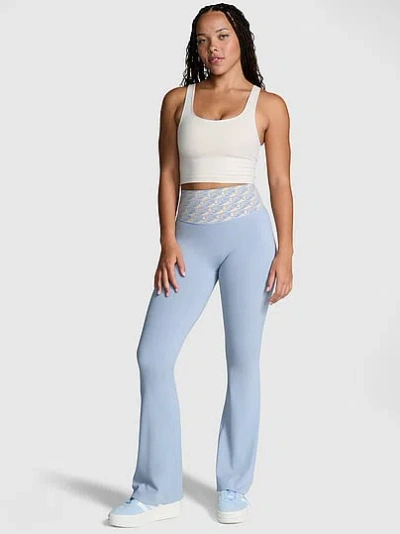 Pink Relay Compression Flare Leggings In Blue