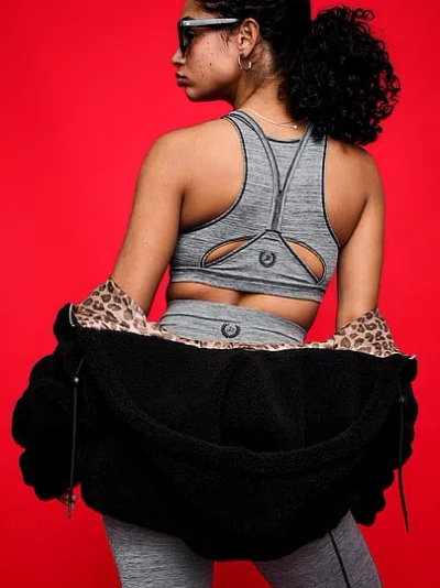 Pink Relay Cut-out High-neck Sports Bra In Black