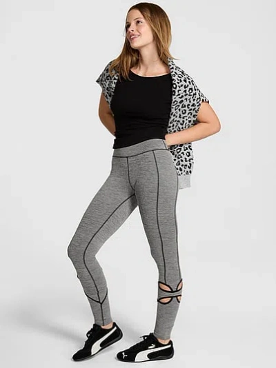 Pink Relay Cut-out Leggings In Gray