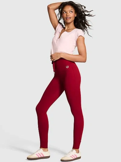 Pink Relay Fitted Jogger Leggings In Red