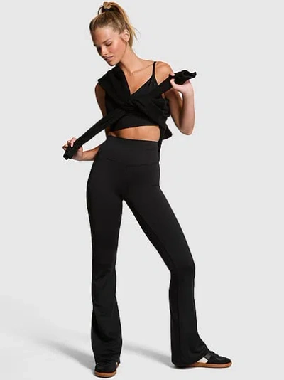 Pink Relay Flare Leggings In Black