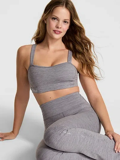 Pink Relay Logo Shine Sports Bra In Gray