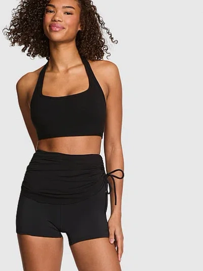 Pink Relay Mesh Overlay 3” Bun Shorts In Black