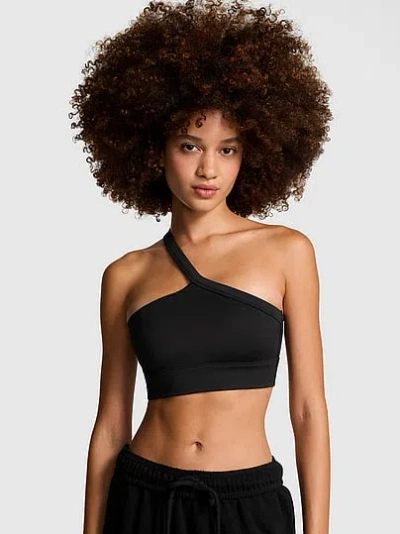 Pink Relay One-shoulder Sports Bra In Black