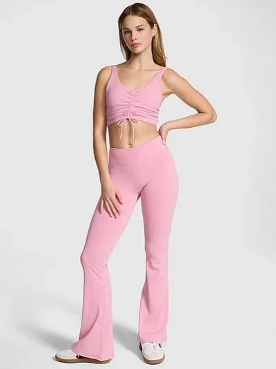 Pink Relay Ruched Flare Leggings In Multi