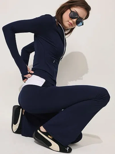 Pink Relay™ Ruched Foldover Flare Leggings In Blue