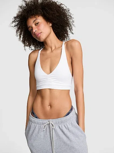 Pink Relay™ Ruched Plunge Sports Bra In White