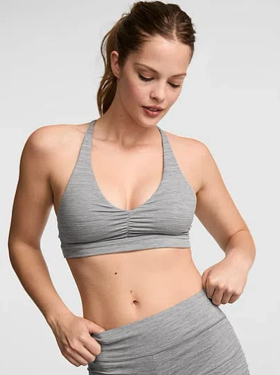 Pink Relay™ Ruched Plunge Sports Bra In Gray