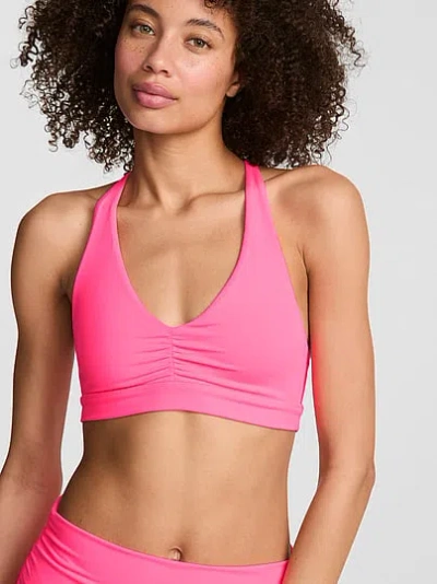 Pink Relay™ Ruched Plunge Sports Bra In Brown