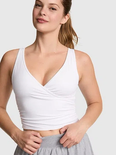 Pink Relay™ Ruched Wrap Bra Tank In White