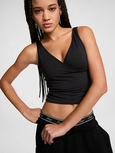 Pink Relay™ Ruched Wrap Bra Tank In Black