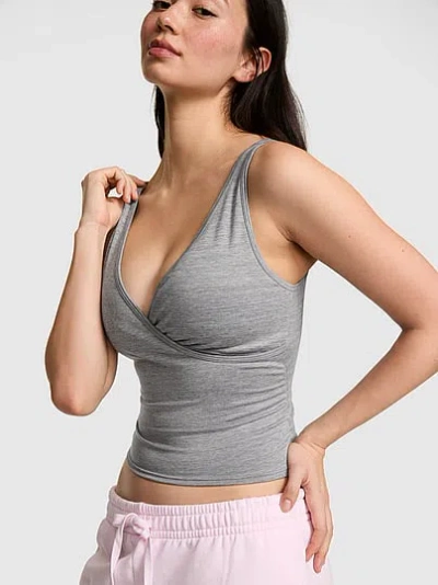 Pink Relay™ Ruched Wrap Bra Tank In Gray