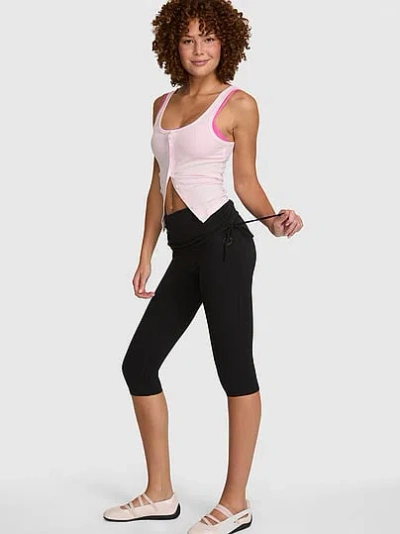 Pink Relay™ Side-ruched Foldover Capri Legging In Black