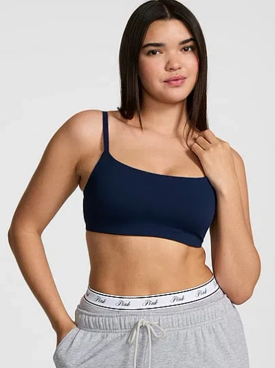 Pink Relay Square-neck Sports Bra In Blue