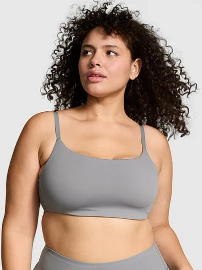 Pink Relay Square-neck Sports Bra In Gray