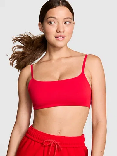 Pink Relay Square-neck Sports Bra In Red