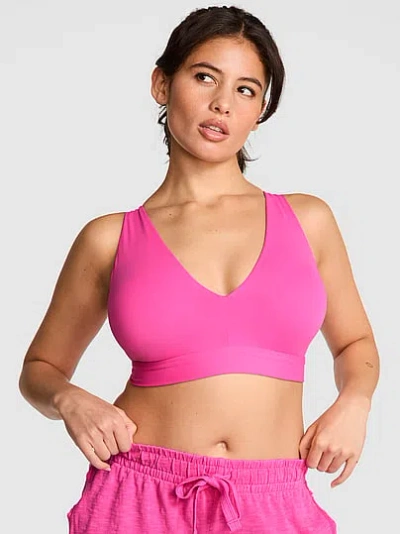 Pink Relay Strappy Plunge Sports Bra In