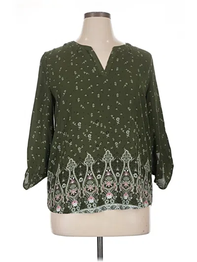 Pre-owned Pink Republic 3/4 Sleeve Blouse In Green