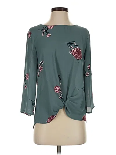 Pre-owned Pink Republic 3/4 Sleeve Blouse In Teal