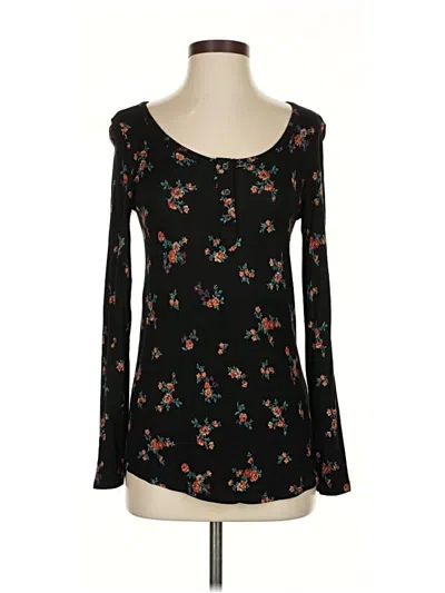 Pre-owned Pink Republic Long Sleeve Top Black Sweetheart Neckline Tops