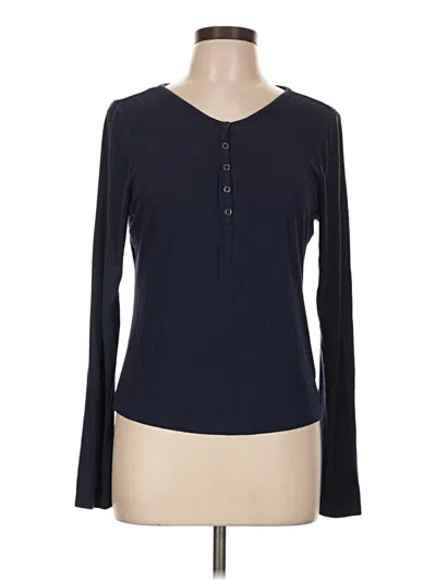 Pre-owned Pink Republic Long Sleeve Top Blue Keyhole Neckline Tops