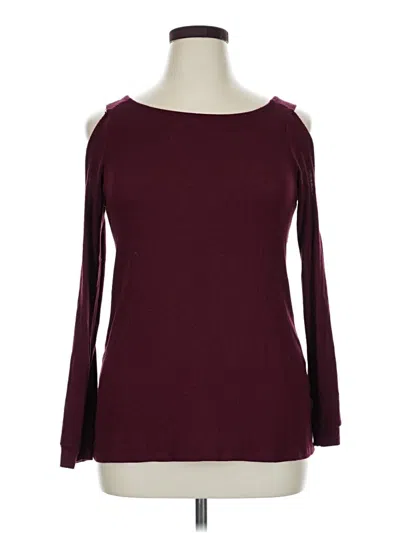 Pre-owned Pink Republic Long Sleeve Top Burgundy Cold Shoulder Neckline Tops