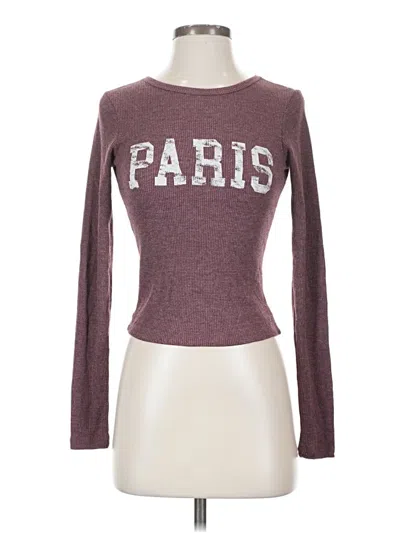 Pre-owned Pink Republic Long Sleeve Top Burgundy Crew Neck Tops
