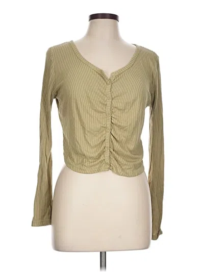 Pre-owned Pink Republic Long Sleeve Top Tan Sweetheart Neckline Tops