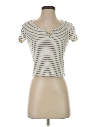 Pre-owned Pink Republic Short Sleeve Henley Shirt In Ivory