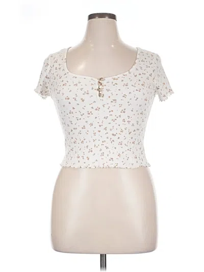 Pre-owned Pink Republic Short Sleeve Henley Shirt In White