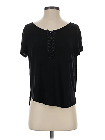 Pre-owned Pink Republic Short Sleeve Top Black Keyhole Neckline Tops