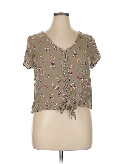 Pre-owned Pink Republic Short Sleeve Top Brown Sweetheart Neckline Tops