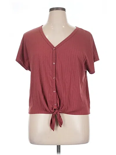 Pre-owned Pink Republic Short Sleeve Top Burgundy V-neck Tops