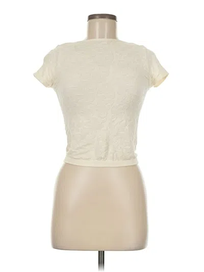 Pre-owned Pink Republic Short Sleeve Top Ivory Mock Neckline Tops In White