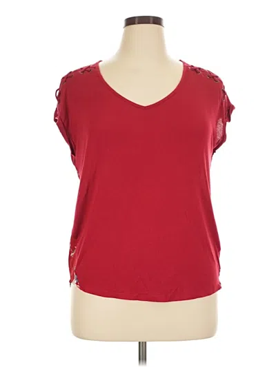 Pre-owned Pink Republic Short Sleeve Top Red Sweetheart Neckline Tops