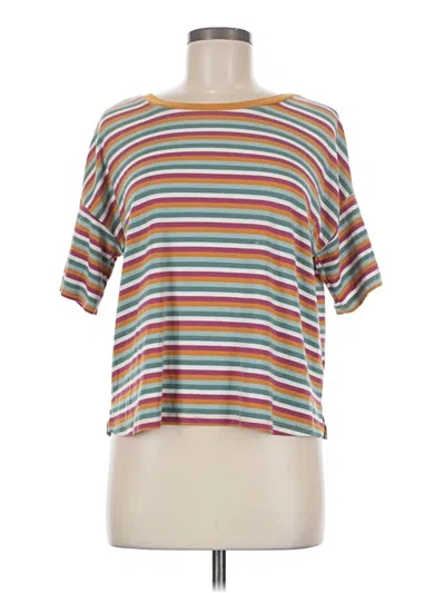 Pre-owned Pink Republic Short Sleeve Top Silver Stripes Pattern Boatneck Tops