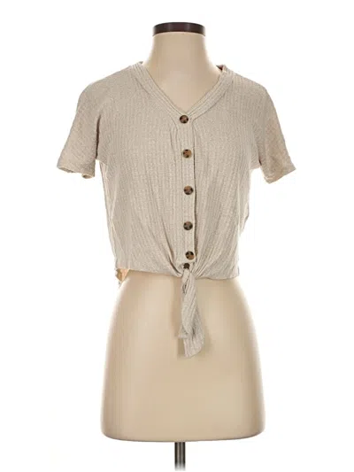 Pre-owned Pink Republic Short Sleeve Top Tan Keyhole Neckline Tops
