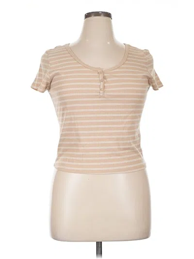Pre-owned Pink Republic Short Sleeve Top Tan Sweetheart Neckline Tops