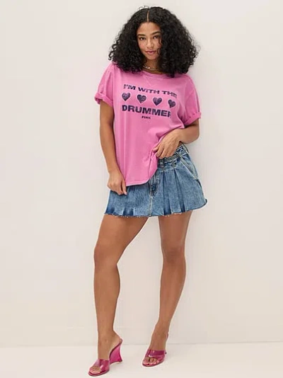 Pink Retro Cotton Boxy Tee In