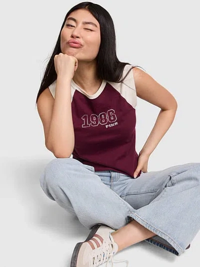 Pink Retro Cotton Muscle Tank Top In Purple