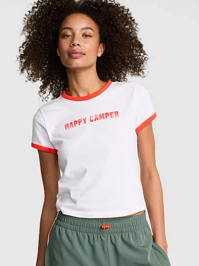 Pink Retro Cotton Tee In White