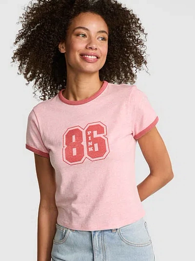 Pink Retro Cotton Tee In