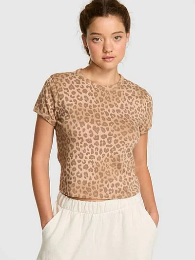 Pink Retro Cotton Tee In Animal Print