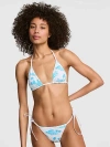 Pink Reversible Triangle String Bikini Top In Blue