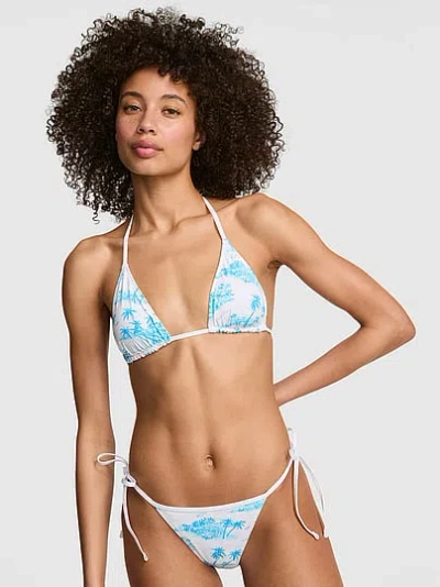 Pink Reversible Triangle String Bikini Top In Blue